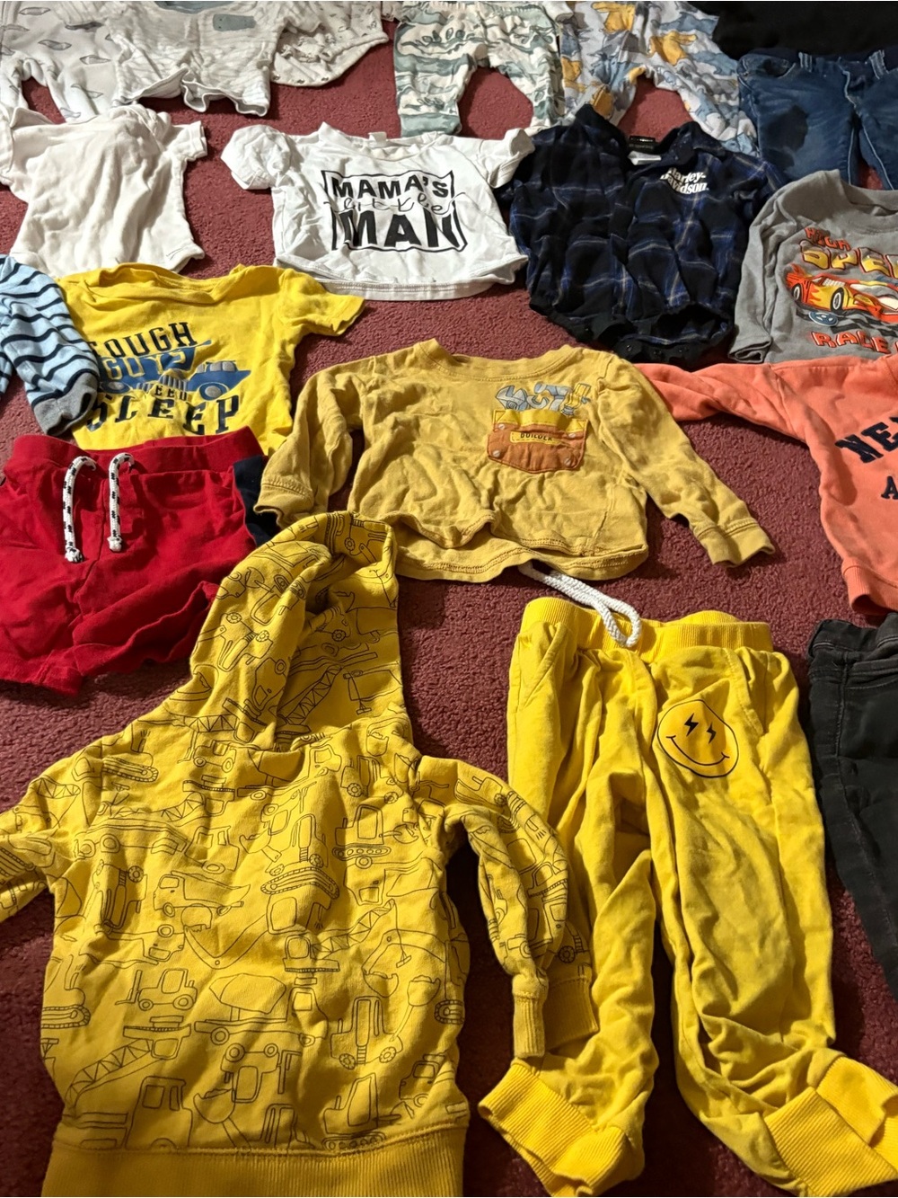 Kids Yellow Hoodie & Jogger Set - Soft Pullover Hoodie with Construction Print
